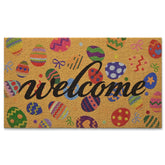 Kelarea Easter coir doormat at the front door, welcoming guests and scraping dirt.