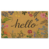 Kelarea Hello Spring floral door mat front view highlights vibrant multicolor design