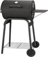 Kendane Barrel Charcoal Grill cooking grid for even searing and ample burger capacity in the backyard.