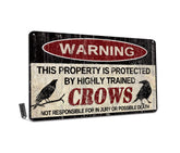 Kengtou vintage crow metal sign for outdoor yard decor.
