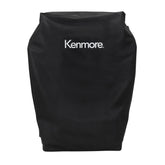 Kenmore 33-inch grill cover in heavy-duty polyester protects a gas grill from rain and sun.