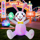 Kerithsoco 5FT Easter rabbit inflatable, front view, ideal for vibrant yard decoration