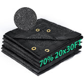 Kesfitt 70% shade cloth covers a 20x30 ft area for comfortable outdoor shade.