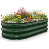 Kesfitt raised garden bed with oval open-bottom design for efficient outdoor planting.