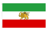 Kesysova Iran flag with lion 3x5 flying in breeze with vivid colors.