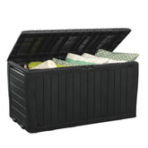 Keter Marvel Plus 71-gallon deck box front view for spacious outdoor storage