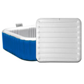 Ketofa inflatable hot tub cover on square top lid protecting spa from rain and debris