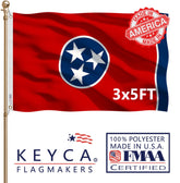 KeyCA Tennessee flag double-sided for clear visibility indoors or outdoors.