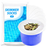KGC pool skimmer socks in basket capturing debris to reduce backwashing