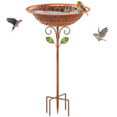 KHayRovies metal bird bath outdoor bowl in vintage copper finish for bird hydration
