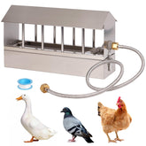 KHEARPSL Automatic Chicken Waterer front view shows durable stainless steel and steady water delivery.
