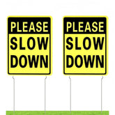 Kichwit Please Slow Down yard sign, double-sided for residential visibility.
