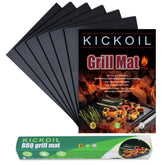 KICKOIL grill mats six-pack on grill surface highlighting non-stick feature