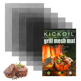 KICKOIL Grill Mesh Mat Set with five XL sheets for versatile outdoor grilling.