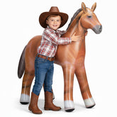 KiddieLoot 37-inch inflatable horse decoration, ideal as a Western party centerpiece.