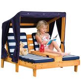 KidKraft double chaise lounge with cupholders for shared outdoor relaxation.