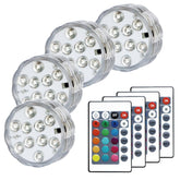 KIKOMO submersible pool light showcasing 16 colors for vibrant pool ambiance