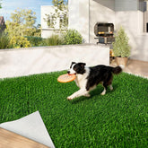 KILCLER artificial grass rug 4x6 in a green backyard setting for outdoor living