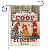 Kilyhome chicken garden flag with welcoming coop motif for curb appeal