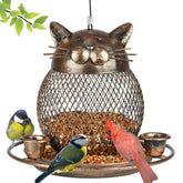 KIMCHOMERSE cat-shaped bird feeder base invites birds to roost with garden charm.