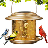 KIMERSE solar bird feeder lantern glows at dusk for backyard birds and ambiance