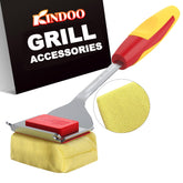 Kindoo bristle-free grill brush uses steam to melt grease for easier cleaning.