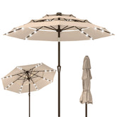 Kingdura 10ft 3-Tier umbrella with beige canopy delivers expansive shade for patios.