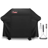 Kingkong grill cover on Weber Genesis 300 series protects from rain and sun.