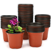 KINGLAKE 4-inch plastic nursery pot, top view, ideal for batch seed starting.