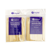 KingSeal renewable bamboo skewers, heavy-duty and 4.5 inches long, ready for grilling.