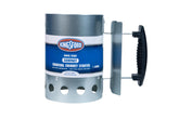 Kingsford Compact Charcoal Chimney Starter lights briquettes evenly for faster grilling.