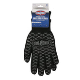 Kingsford heat resistant glove with five-finger grip for secure grilling.