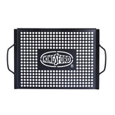 Kingsford grill topper with perforated surface keeps small foods intact on the grill