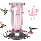 Kingsyard pink glass hummingbird feeder with six ports ideal for garden viewing.