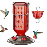 Kingsyard glass hummingbird feeder in red attracts multiple hummingbirds to your garden.