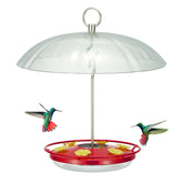 Kingsyard hummingbird feeder with rain guard dome protecting nectar outdoors