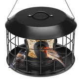 Kingsyard mesh caged bird feeder for outdoor hanging with safe small-bird access