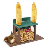 Kingsyard Squirrel Feeder Box mounted on a tree for outdoor year-round feeding.