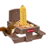 Kingsyard Squirrel Feeder Table in brown, durable recycled plastic for year-round wildlife visits.
