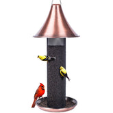 Kingsyard Thistle Bird Feeder outdoors with weatherproof roof for durability