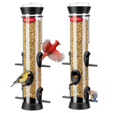 Kingsyard tube bird feeder with six ports attracts diverse songbirds.
