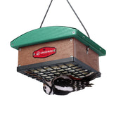 Kingsyard Upside Down Suet Feeder front view attracts woodpeckers and cling birds