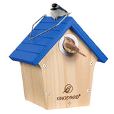 Kingsyard wooden wren house front view with predator guard for safe backyard nesting