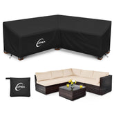 Kipiea Patio V-Shaped Sofa Cover front view protecting outdoor furniture