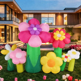 KISSUNY 10ft Easter Flowers inflatable with built-in LED lights for festive yard illumination.