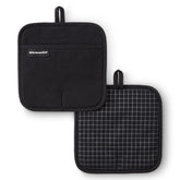 KitchenAid Gridlines potholders 2-pack with silicone grip for secure, heat-safe handling.