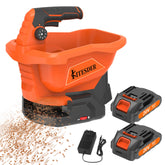 KITESDER battery powered seed spreader ready for precise lawn seeding.