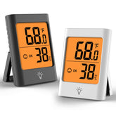 KJCOOSWI Indoor Thermometer front display shows current temperature and humidity clearly.