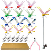 Kleeblatt Dragonfly Clip multicolor set for vibrant garden decor and deterrence.