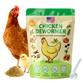 KLUORAN natural chicken de-wormer powder in bag for daily digestive balance.